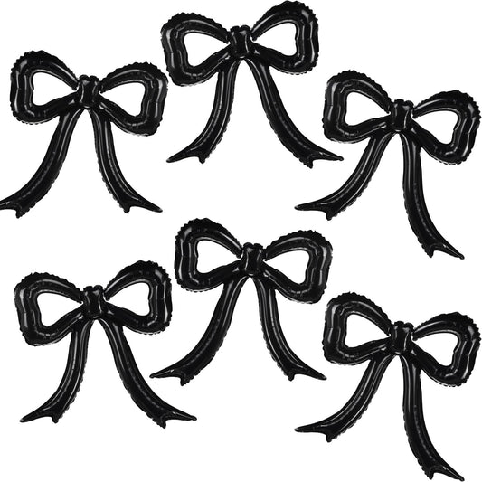 6pcs Black Bow Foil Balloons Bow Mylar Balloon Set for Coquette