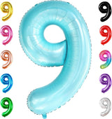 KatchOn, Giant Light Blue Number 9 Balloon - 40 Inch | Foil 9