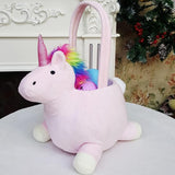 3D Unicorn Plush Basket Easter Egg Hunting Basket Cute Animal Plush
