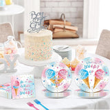 96PCS Ice Cream Gender Reveal Party Paper Tableware What's the Scoop