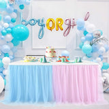 9ft Pink and Blue Gender Reveal Table Skirt Tulle Tutu Table Clothes