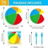 96 Pcs Beach Ball Party Supplies Tableware Summer Pool Ball Party
