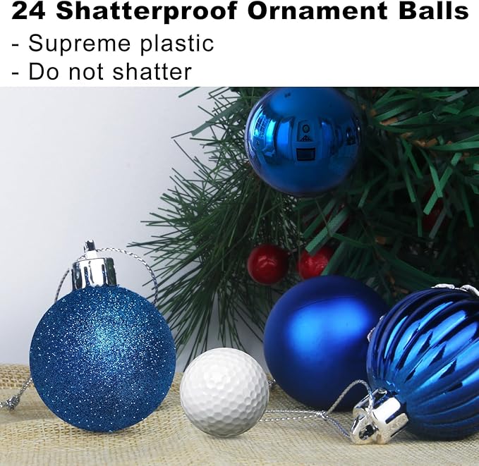 24Pcs Christmas Balls Ornaments for Xmas Tree - Shatterproof