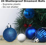 24Pcs Christmas Balls Ornaments for Xmas Tree - Shatterproof