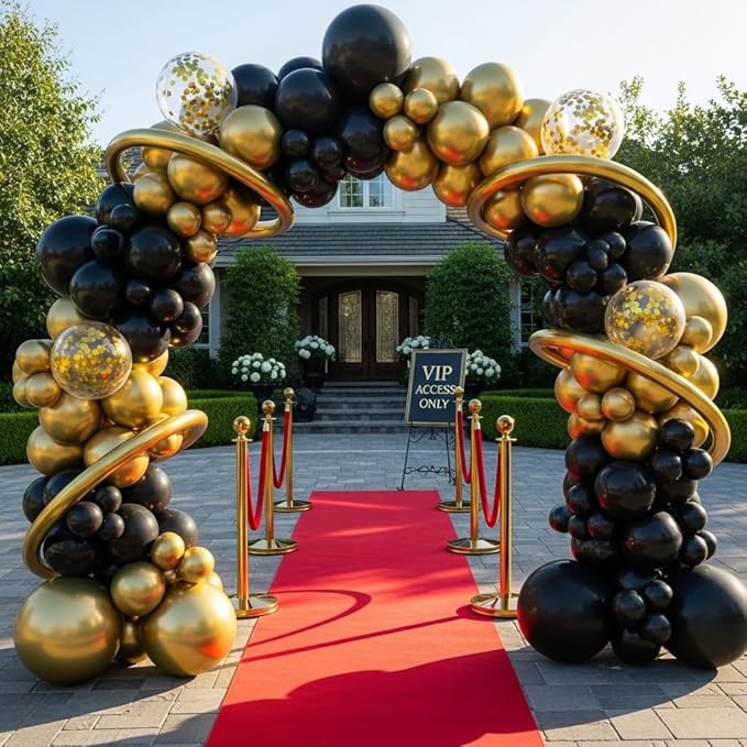 Black and Gold Balloon Arch Kit 114 Pcs Black and Gold Balloons