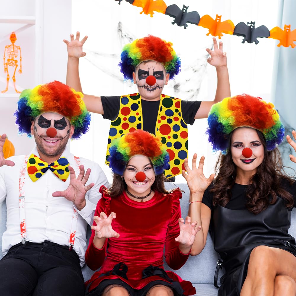 Tigerdoe Clown Costume Set – Wig, Nose, Bow Tie & Vest – 4-Piece