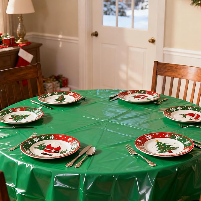 CIEOVO 12 Pcs Christmas Round Disposable Table Cover 84" Assorted