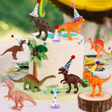 20Pcs Dinosaur Cake Decorations with Mini Birthday Party Hats