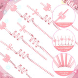 Yungyan 16 Sets Pink Bow Party Favors Goodie Cups with Lids and Straws