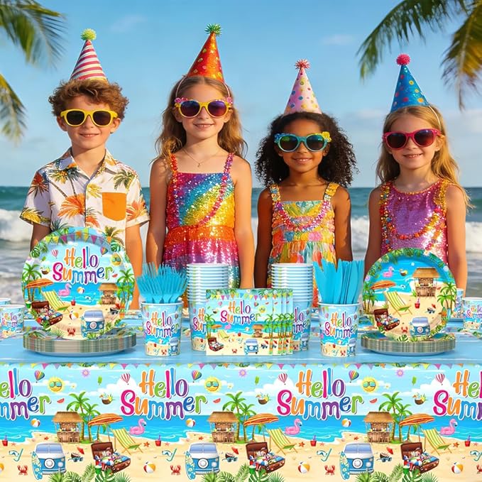 145PCS Hello Summer Party Decorations Summer Beach Paper Plates Cups