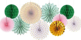 Sage Green Pink Gold Party Decorations 33pcs Kits Tissue Pom Poms