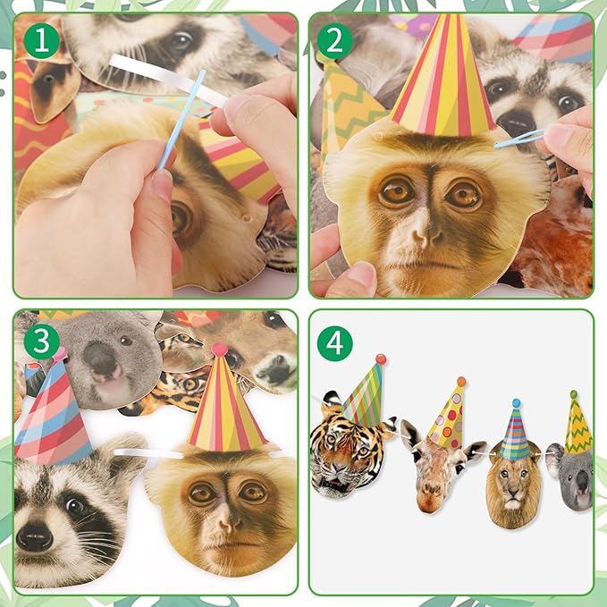 Hooqict Safari Animals Happy Birthday Banner Animal Birthday Party
