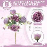 8 Bundles Artificial Peonies Flowers Boho Faux Flowers Arrangements #6