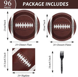 96 Pcs Football Party Supplies Bundle Paper Plates Napkins Football