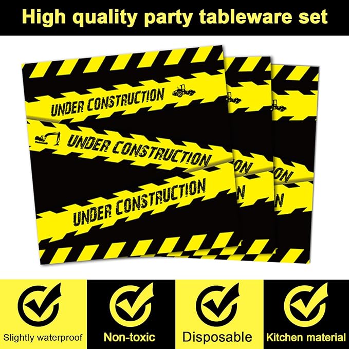 96 Pieces Construction Birthday Party Tableware Set for Dump Truck