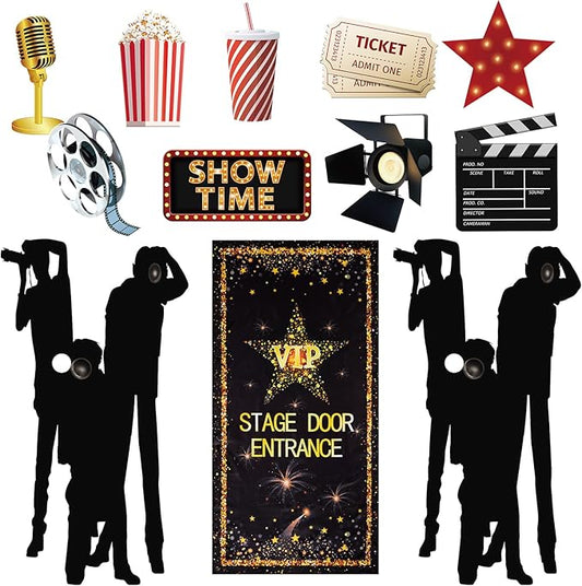14 Pieces Movie Theme Photography Backdrop and Studio Props DIY Kit