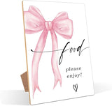 Pink Bow Theme Wooden Wedding Signs Food Please Enjoy Sign Bridal