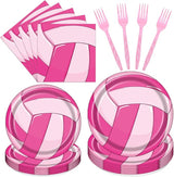 Rakuto Pink Volleyball Party Tableware Decorations for Girls, 96PCS