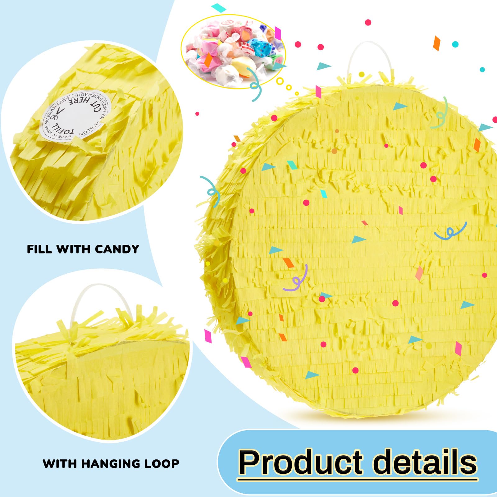 Jenaai Disco Ball Large Piñata 16 Inch, Round Blank Disco Piñata  Yell