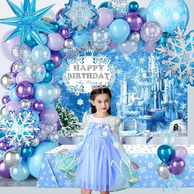 Snow Princess Birthday Party Decorations 137Pcs Girls Snow