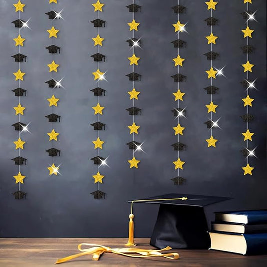 Black-Gold Graduation-2026 Class Party-Decorations Garland - Congrats
