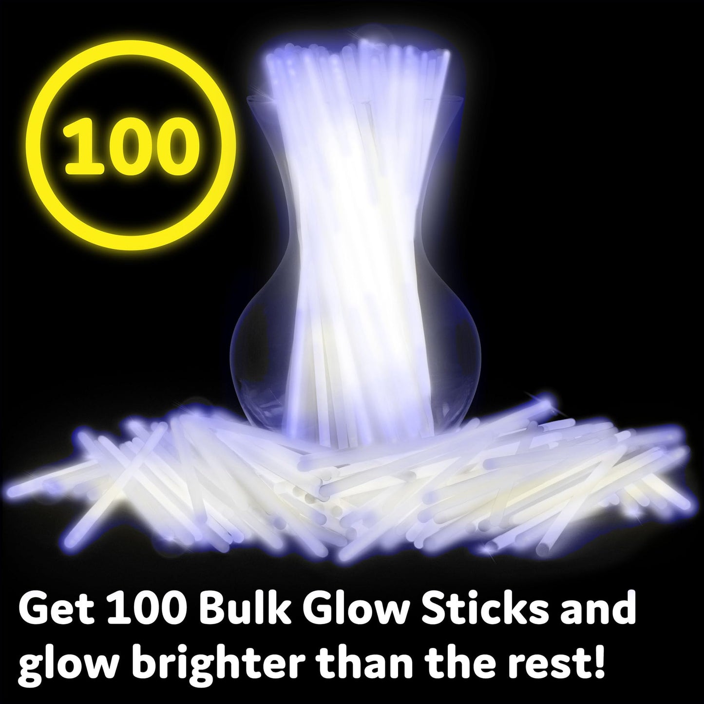 PartySticks White Glow Sticks - 100pk, 8 Glow In The Dark Light Up
