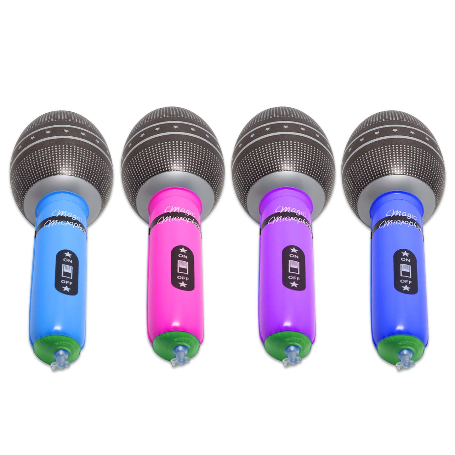 Novelty Place 12-Piece Inflatable Microphones - Assorted Colors, Giant