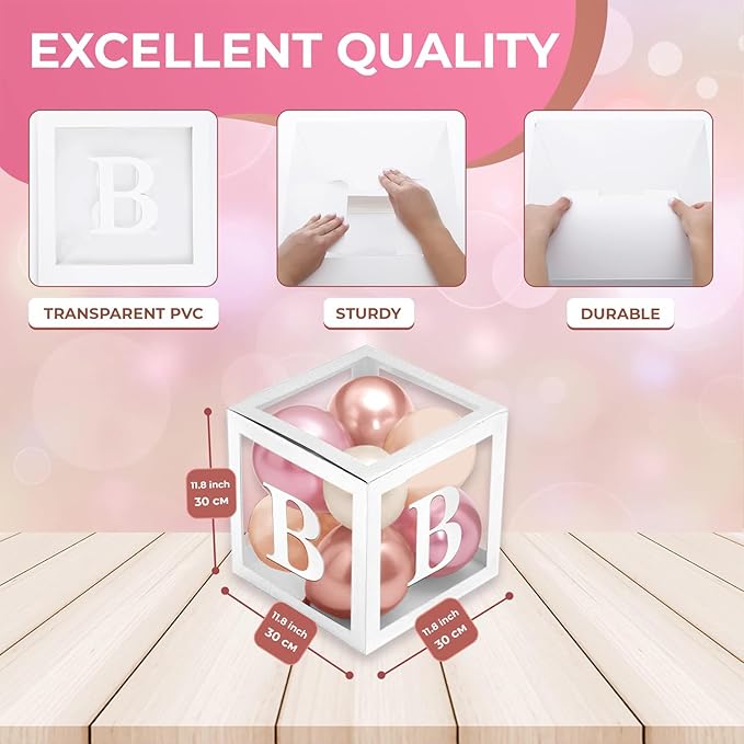 Baby Shower Boxes with Letters White Boxes with Rose Gold Dusty Pink