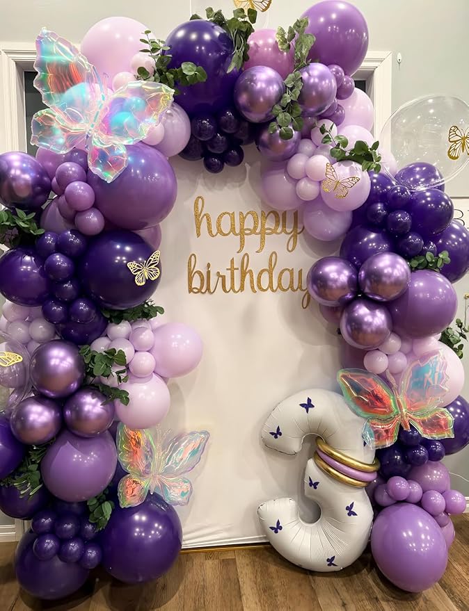 Purple Balloons - 12 Inch Dark Metallic Purple Balloons Macaron