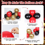 Casino Balloon Arch Garland Kit with Red Black and Gold Balloons