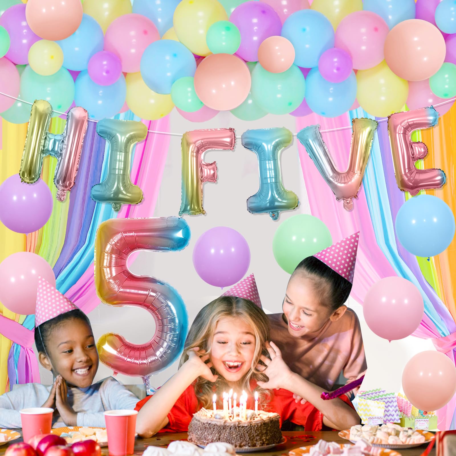Hi Five Birthday Party Decorations for Girls, 5th Birthday Decorations