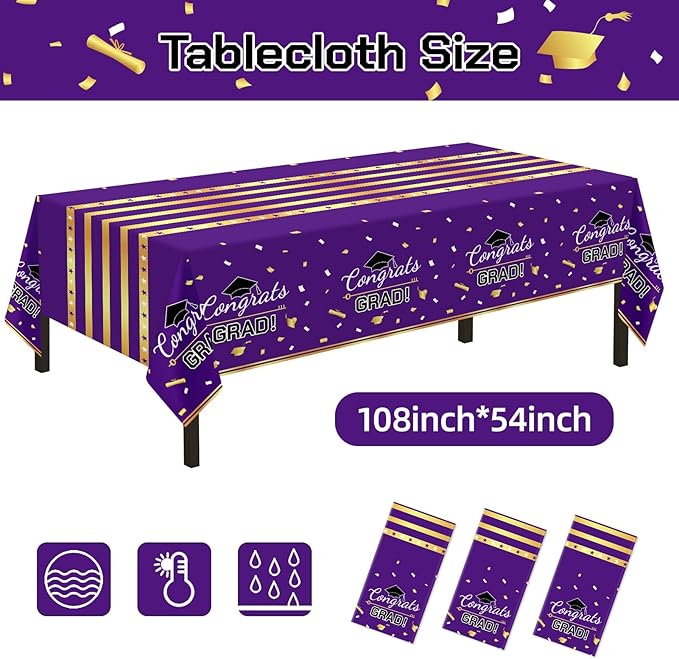 Childom 3 Pack Graduation Tablecloth,Graduation Decorations Class of