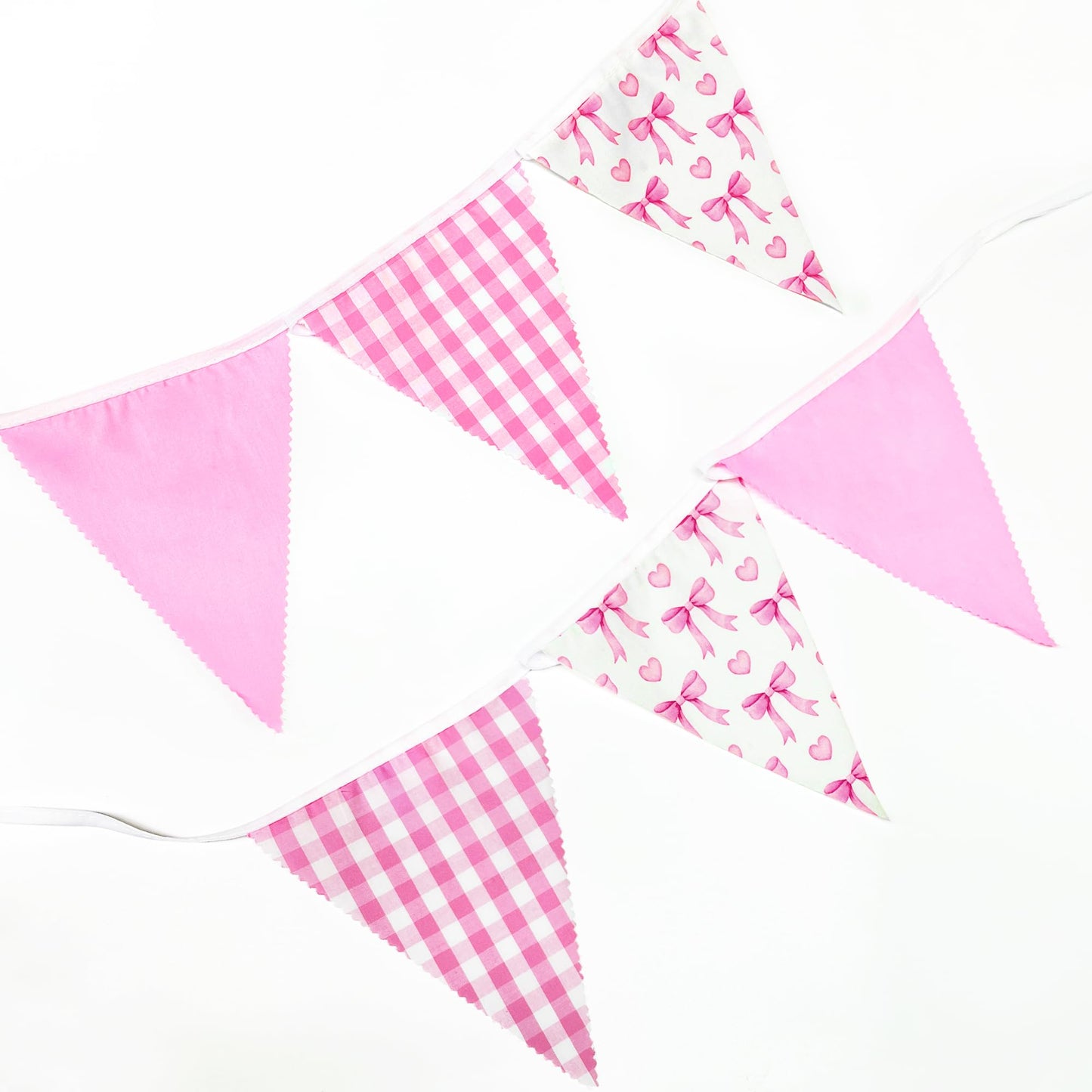 32Ft Coquette Bow Party Decorations Hot Pink Bow Pennant Banner Fabric