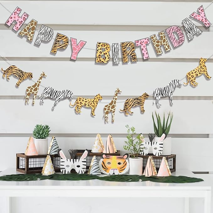 Safari Birthday Decorations Jungle Theme Party Supplies for Girl -