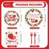 96Pcs Strawberry 2nd Birthday Decorations for Girls Berry Second