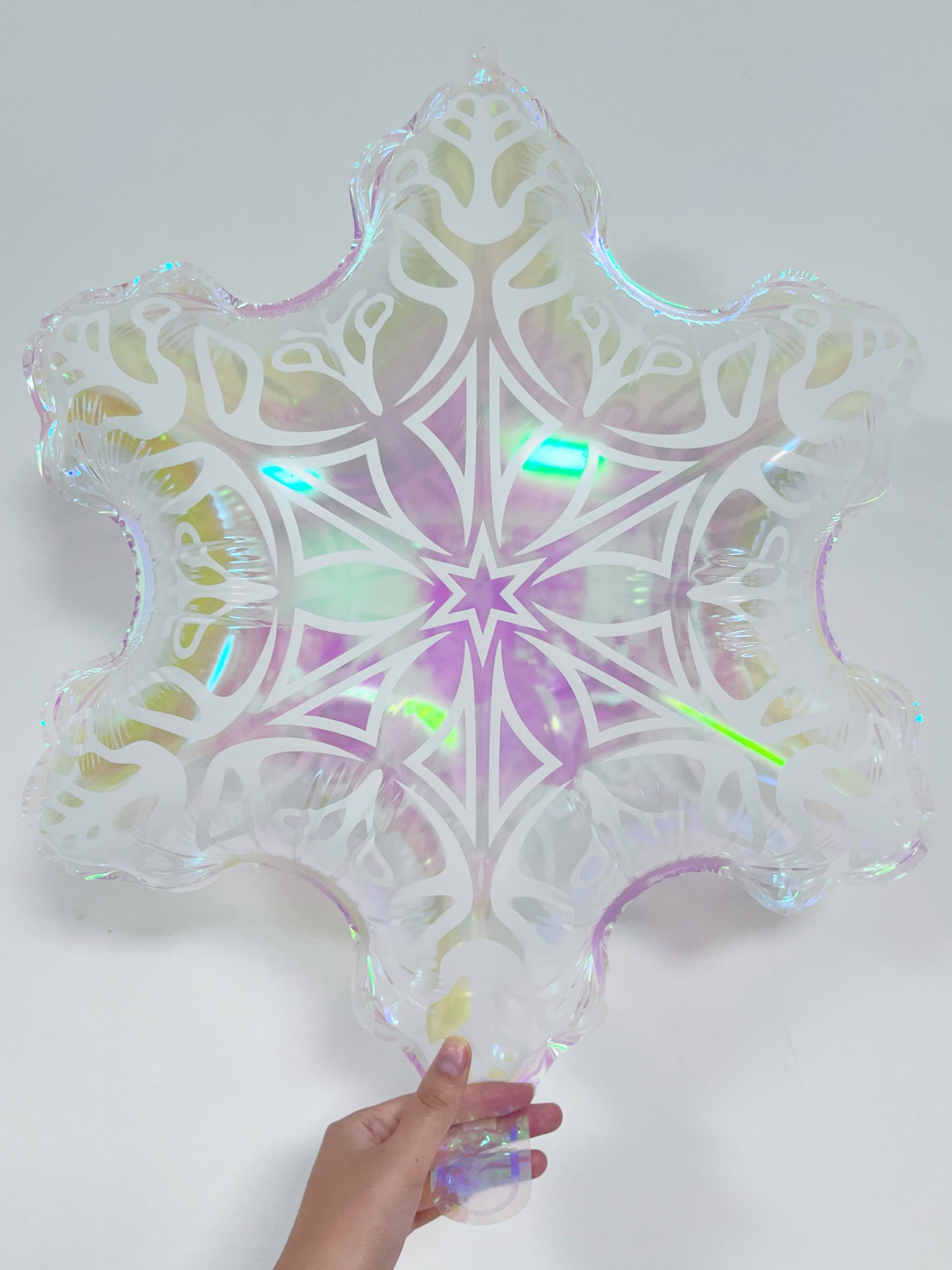 5Pcs Iridescent Snowflakes Balloons for Christmas/23 Inch Snowflakes