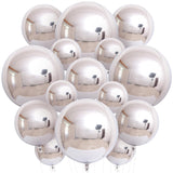 Metallic Silver Balloons - 22 Inch, Pack of 14 | 4D Round Foil