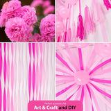 Captain Décor 8 Pink Streamers with White, 656ft Pack of Pink Crepe