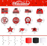 Red Themed 2026 Graduation Decorations Set Congrats Grad Banner