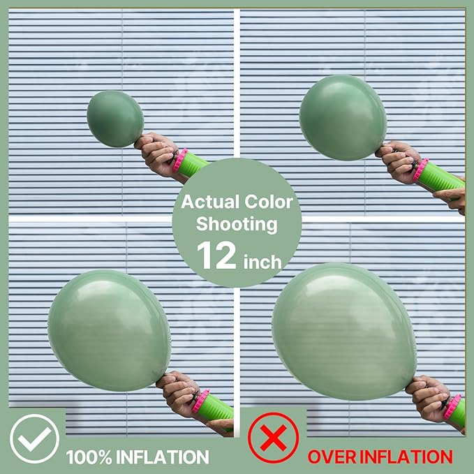 PartyWoo Sage Green Balloons 50 pcs 12 Inch Matte Dusty Olive Boho