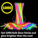 PartySticks Glow Sticks Party Supplies 1000 pack - 8 Inch Glow in The