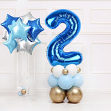 2nd Birthday Balloon for Boys, 40 Inch Number 2 Dark Blue, Large Foil