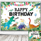 Illiyot Funny Dinosaur Birthday Backdrop 6x3.5ft, Watercolor Dinosaur