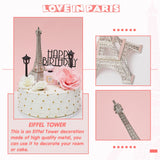8 Pcs Paris Eiffel Tower Cake Topper Set, 7 Inch Romantic Decor with