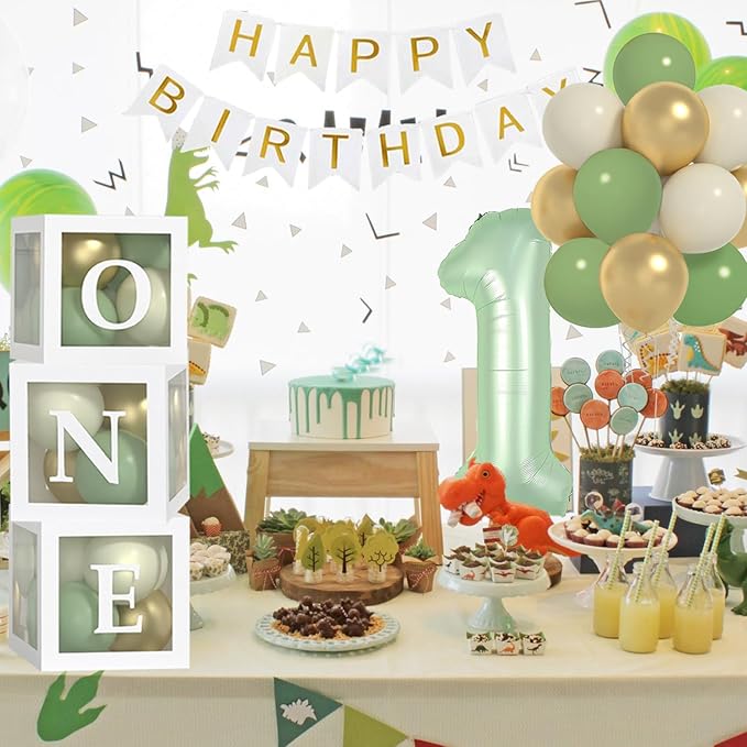 Sage One Year Old Birthday Decorations One Balloon Box 12 Inch Sage