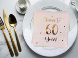Cheers to 60 Years Cocktail Napkins | Happy 60th Birthday Decorations