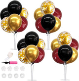 4 Set Burgundy Red Black Gold Balloon Stand Centerpiece Table