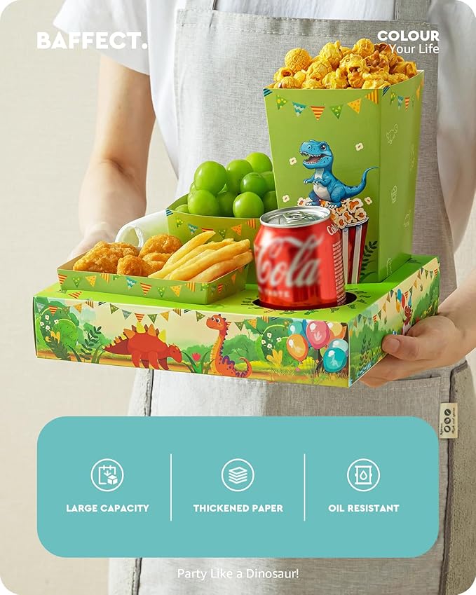 Movie Night Snack Trays 120pcs Include 20 Dinosaur Party Snack Trays