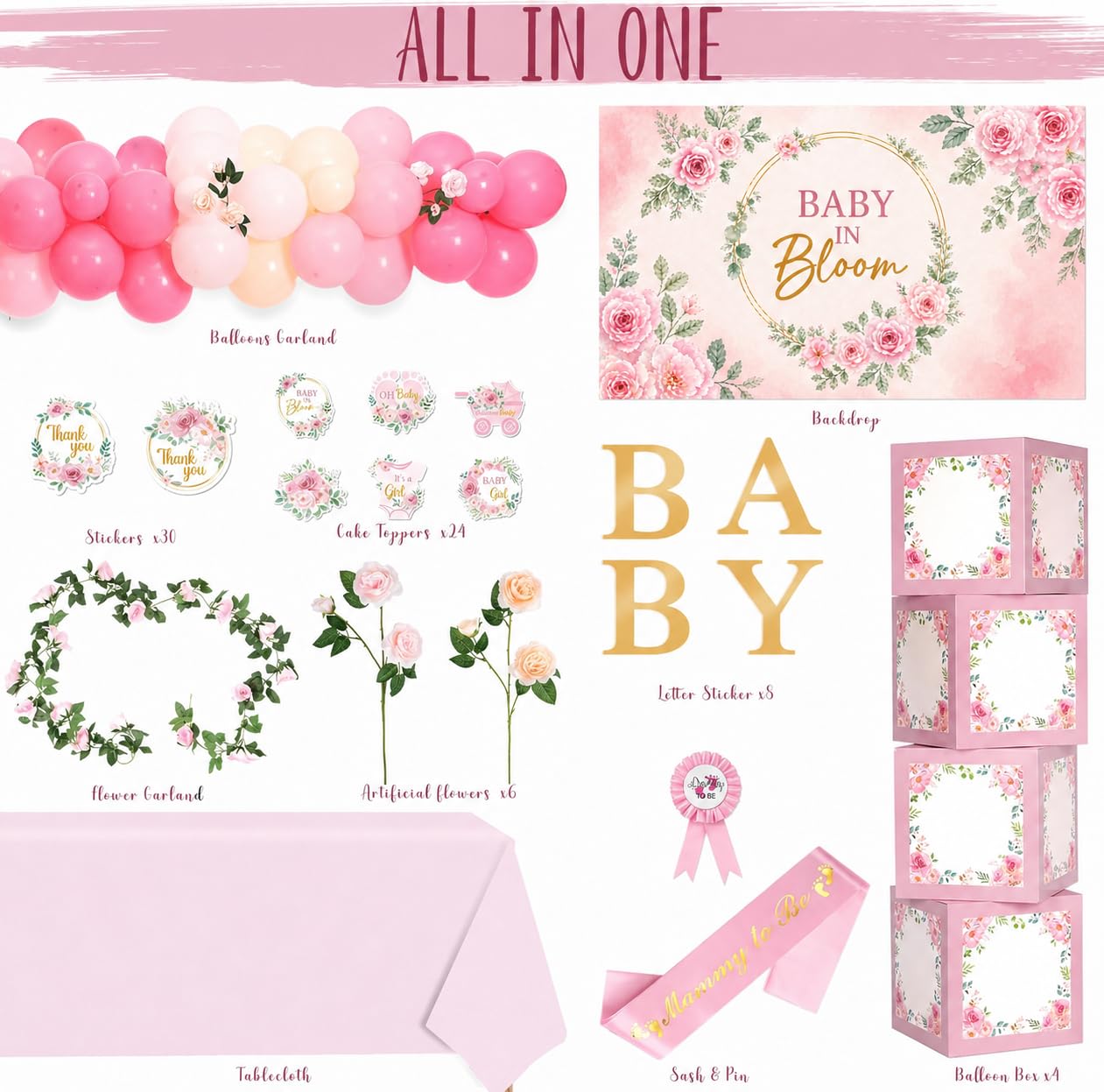 Kriyokiaa Baby in Bloom Baby Shower Decorations for Girl Balloon Arch