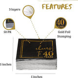 Cheers to Years Cocktail Napkins - 50PK - 3-Ply Birthday Napkins 5x5
